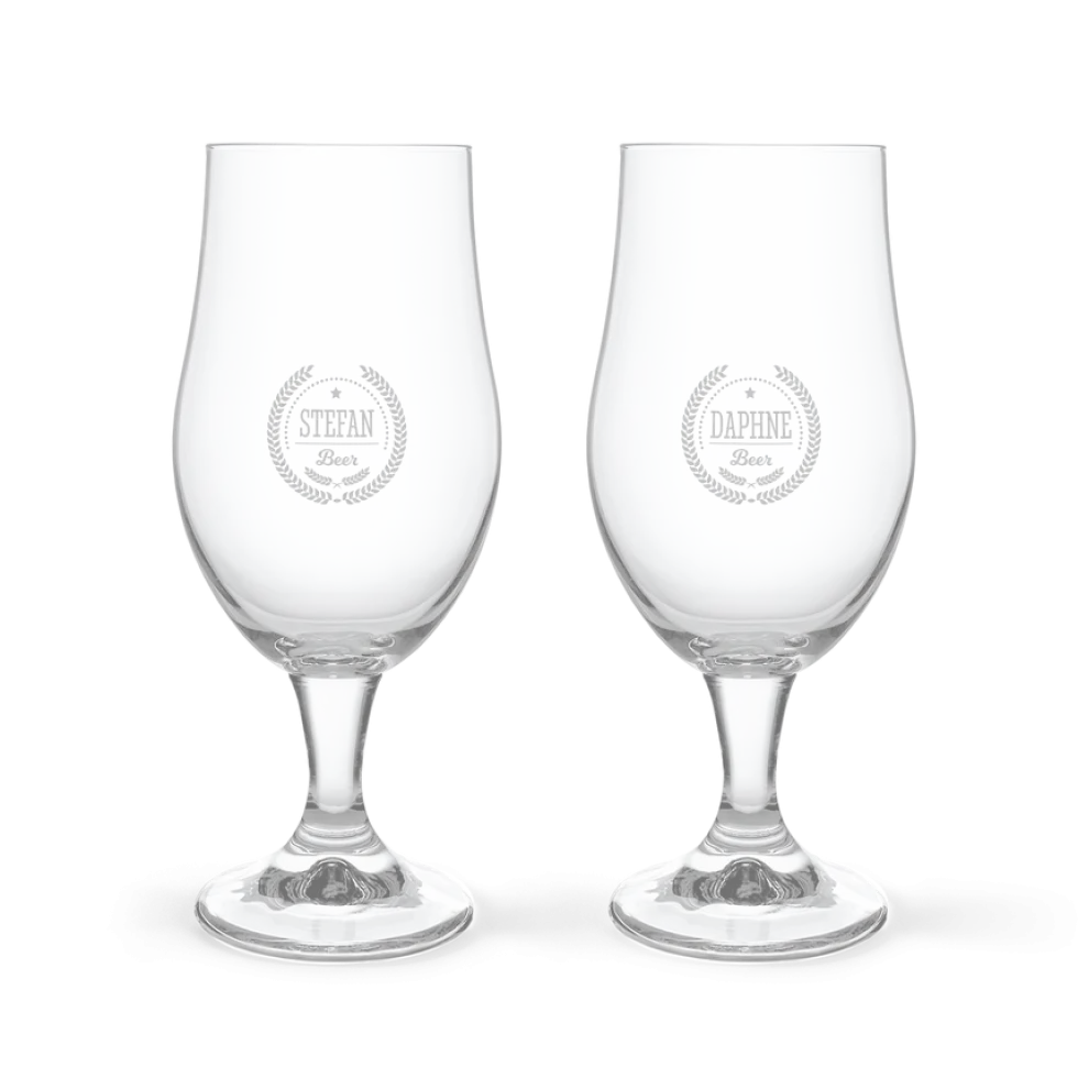 Bier borrelpakket met gegraveerde glazen