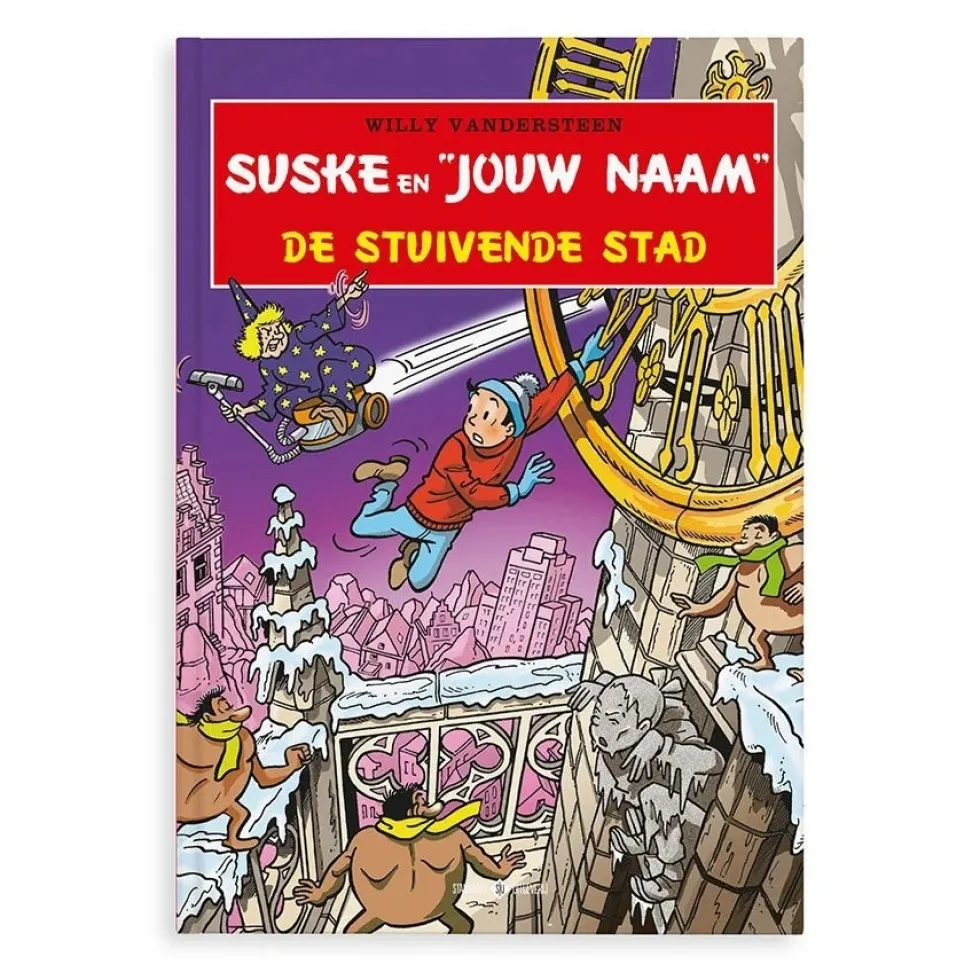 Boek "Suske en Wiske - De Stuivende Stad" met naam