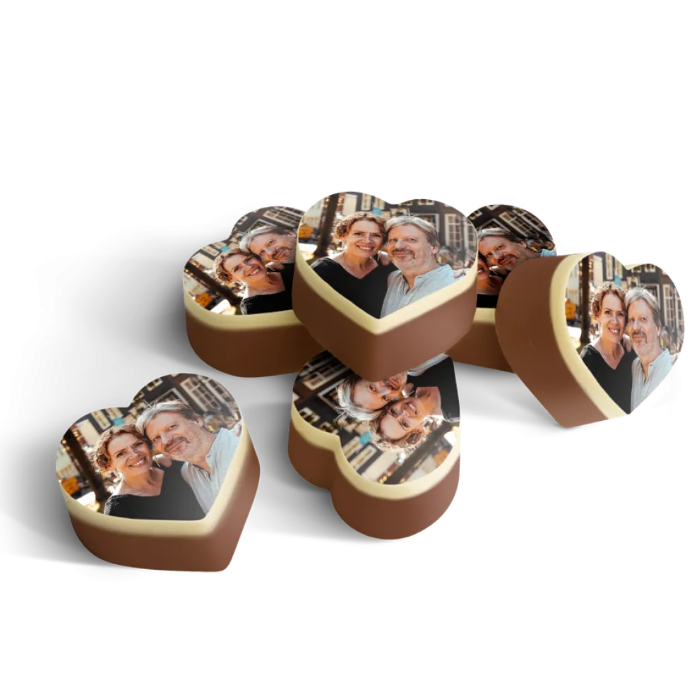 Chocolade hartjes met foto