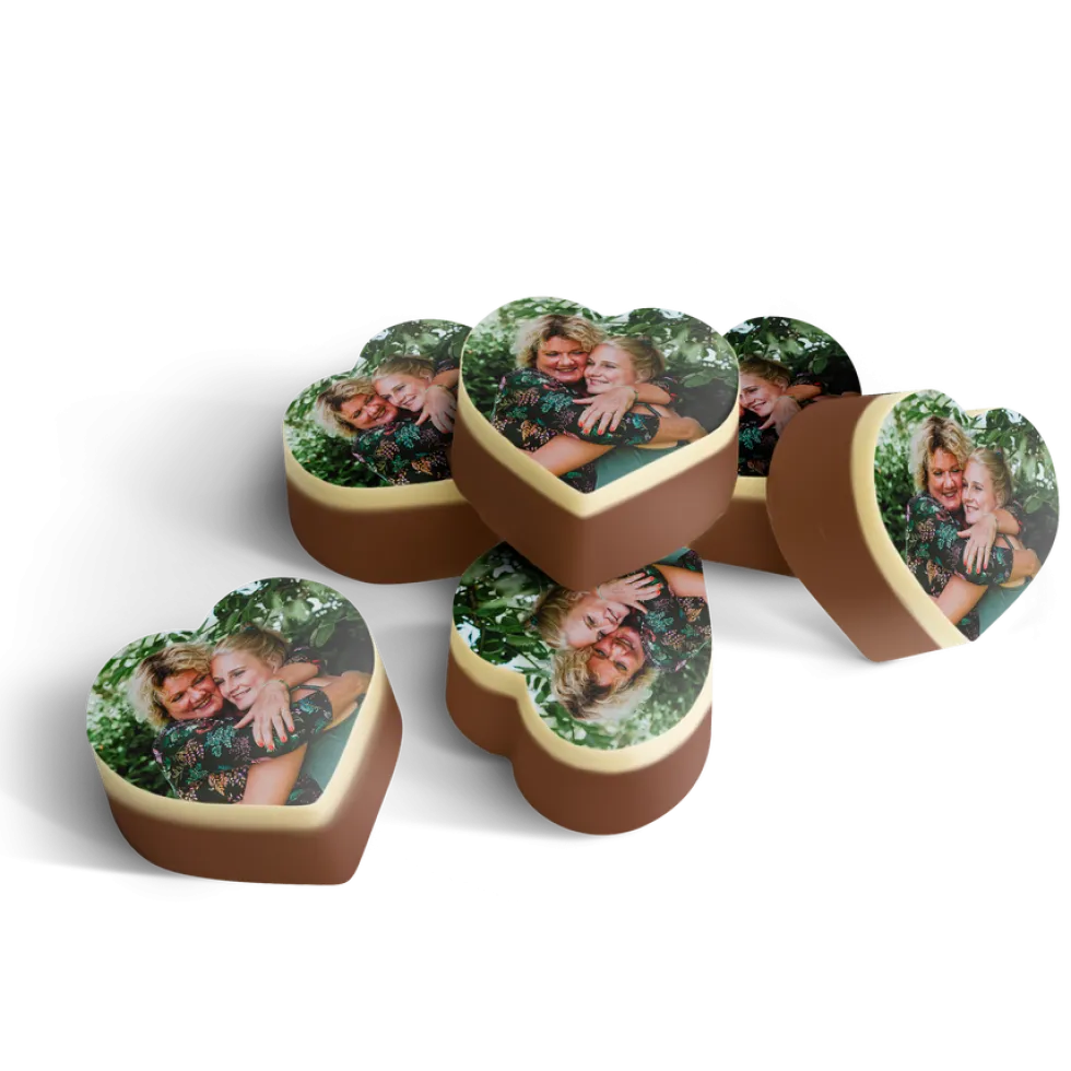 Chocolade hartjes met foto
