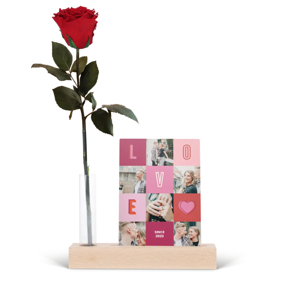 Eeuwige roos met foto standaard