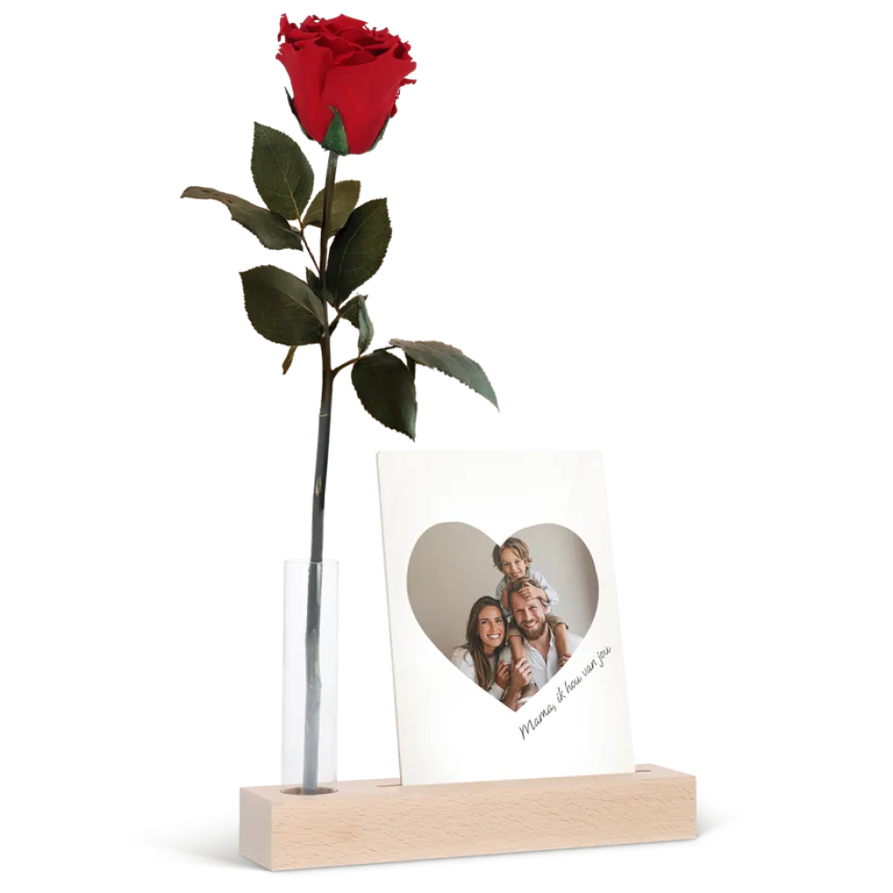 Eeuwige roos met foto standaard