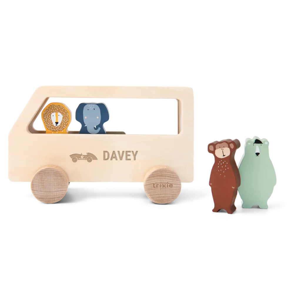 Houten dierenbus met naam graveren - Trixie