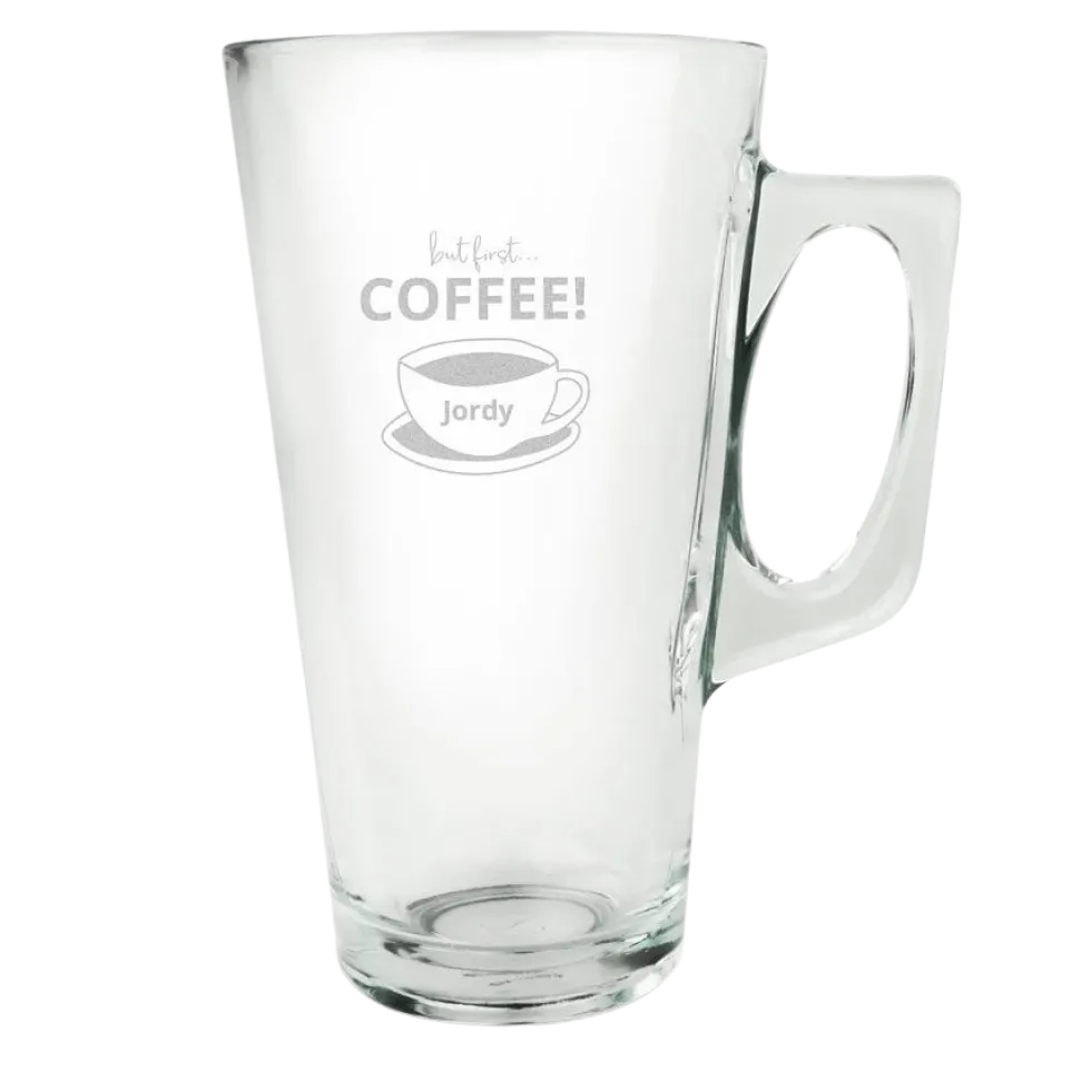Latte Macchiato glas met naam graveren