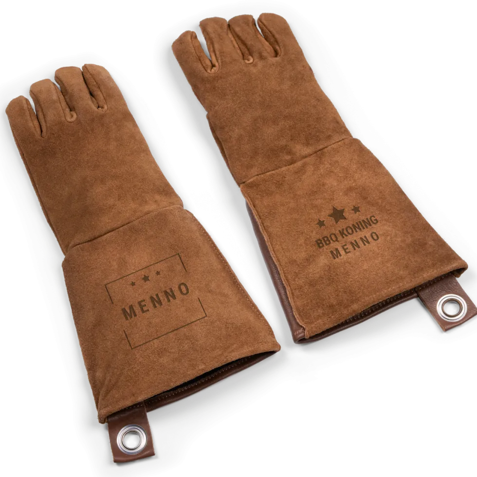 Leren BBQ handschoenen met naam - set van 2