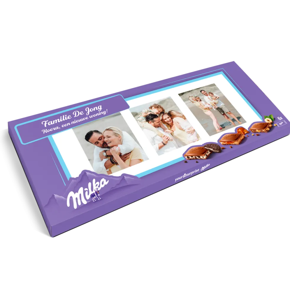 Mega Milka reep met naam en foto bedrukken