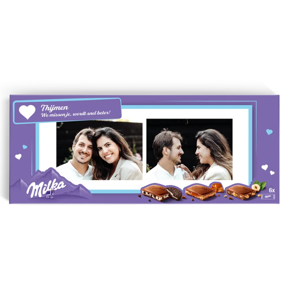 Mega Milka reep met naam en foto bedrukken