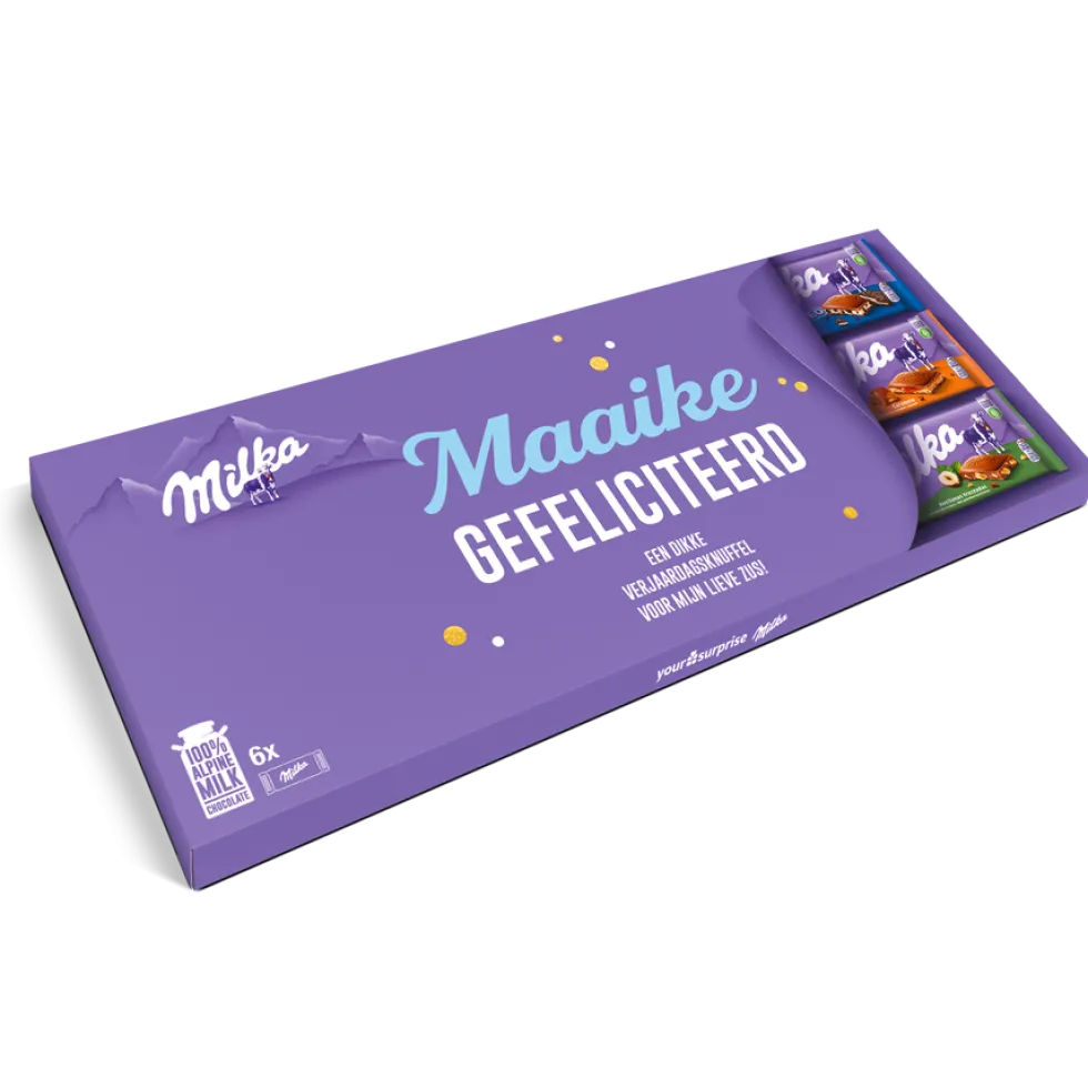 Mega Milka reep met naam en foto bedrukken