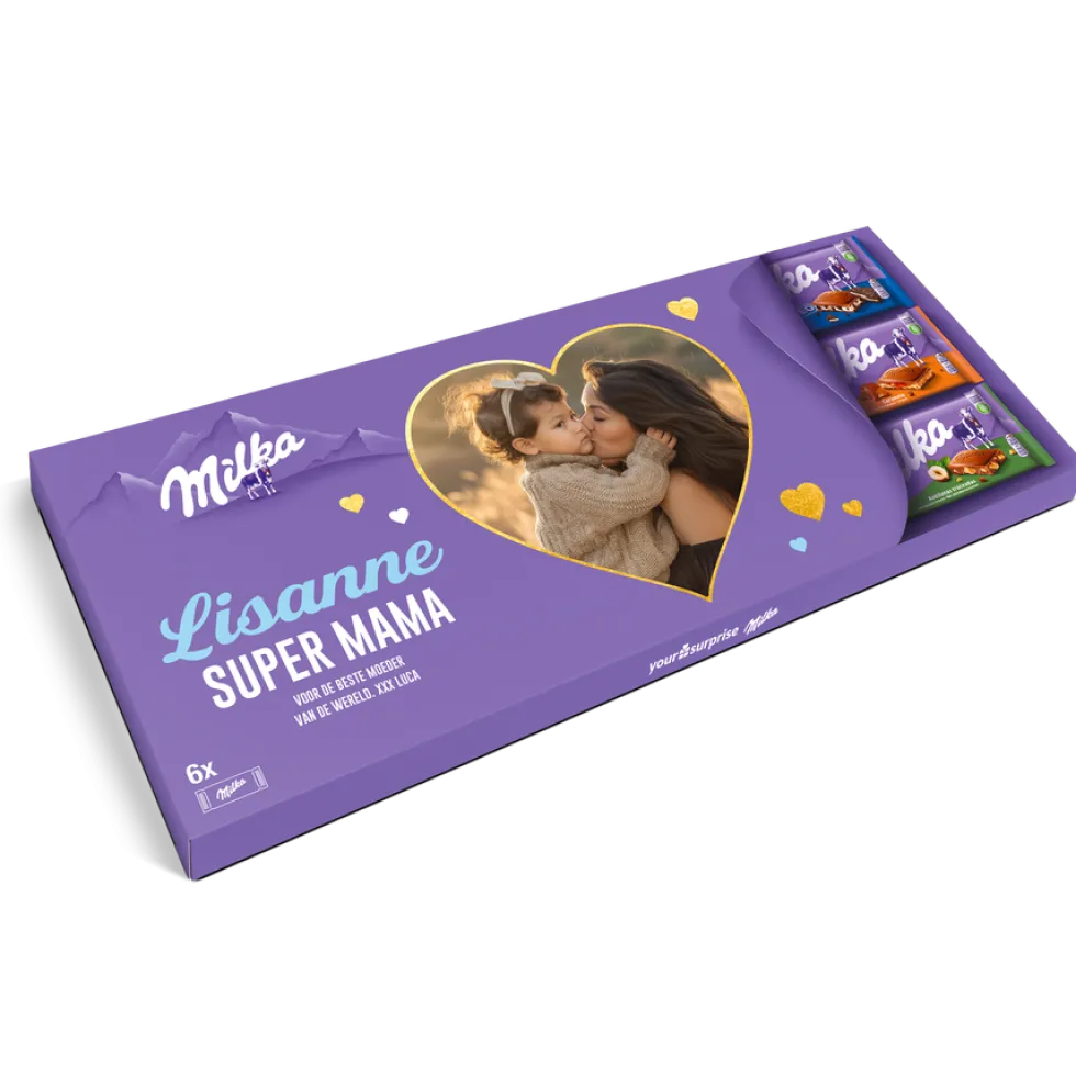 Mega Milka reep met naam en foto bedrukken