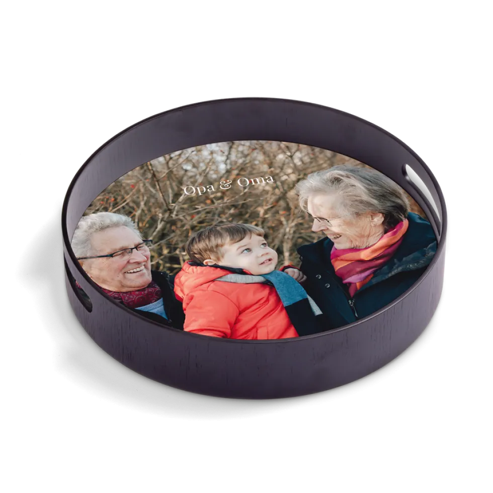Rond dienblad zwart - 30 cm