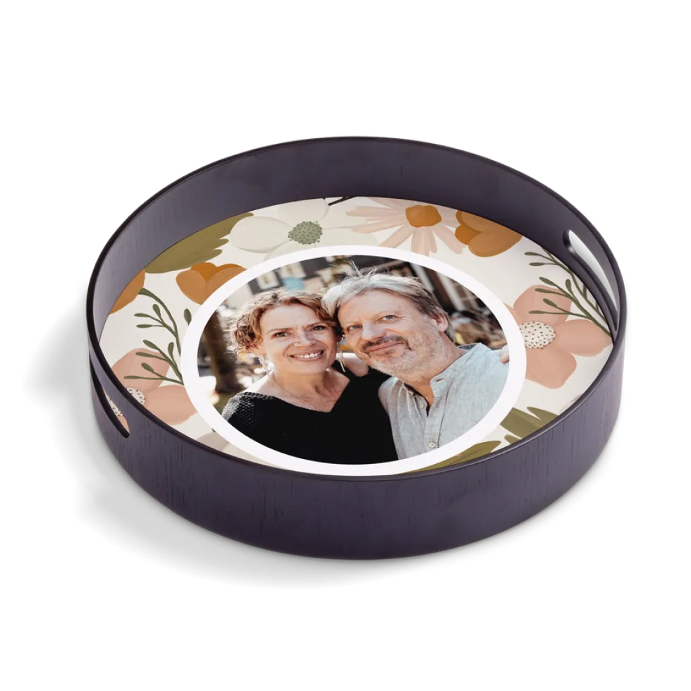 Rond dienblad zwart - 30 cm