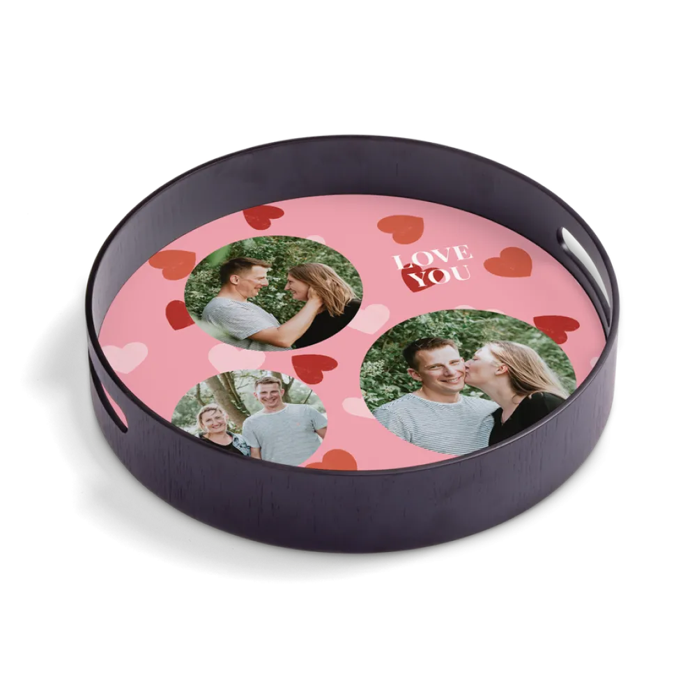 Rond dienblad zwart - 30 cm