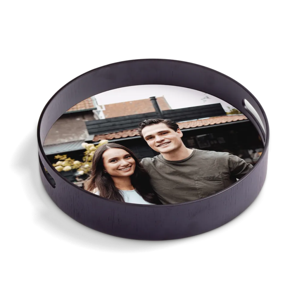 Rond dienblad zwart - 30 cm