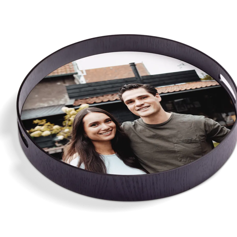 Rond dienblad zwart - 40 cm